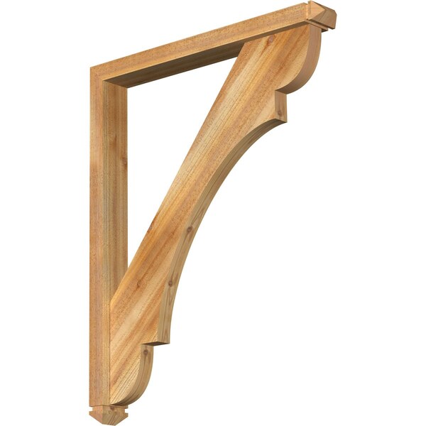 Ekena Millwork Olympic Arts and Crafts Rough Sawn Bracket w/ Offset Brace, Western Red Cedar, 4"W x 32"D x 40"H BKT0402X32X40OLY03RWR - main